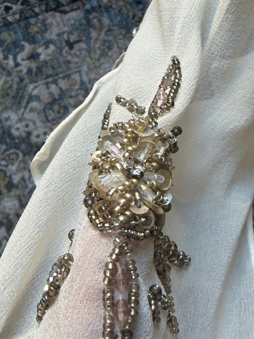 Sue Wong Ivory Halter Embellished Empire Waist Dress - Picture 8 of 12